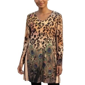 Cover Charge Animal/peacock Dress. Brown/Tan. Sz S